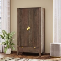 Toledo Solid Wood 2 Door Wardrobe In Danish Walnut Finish