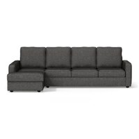 Apollo Compact Sofa (Colour : Steel, Cushion : Soft, Back Type : High Back, Seating Capacity : Left Aligned 3 Seater + Left Aligned Chaise + Ottoman)