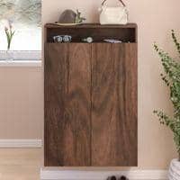 Whartin Engineered Wood Shoe Rack In Brown Maple Finish