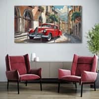 The Castle Decor Vintage Car Wall Painting Wooden Framed Digital Painting 27x48 Inch (Style 2)
