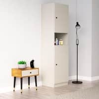 Hexa Red Wooden 2 Door Wardrobe with Hanging Space in Frosty White Colour