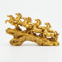 Seven Horse Royal Gallop Horse Sculpture in Gold Colour