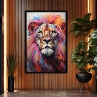 The Castle Decor Abstract Lion Wall Art Framed Painting 20x30 Inch