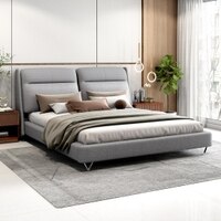 Antonio Upholstered King Size Non Storage Bed in Storm Grey