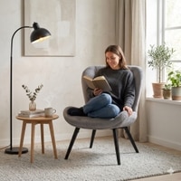 Scandinavian Salomi Lounge Chair Matte Black Finish