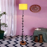Ewan Yellow Cotton Shade Floor Lamp