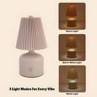 Rechargeable Pleated Metal Table Lamp with Touch Control