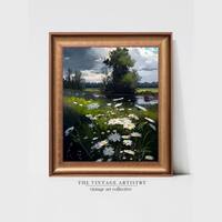 Artistry Green Brown Lake Realism Framed Canvas Wall Canvas Wall Prints Set of 1 Multicolor Matte