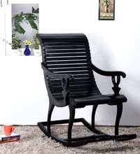 Rajasthani Solid Wood Rocking Chair in Walnut Colour