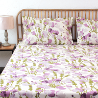 Himalayan Poppies 1 Single Bed Sheet & 1 Pillow Cover with Purple colour