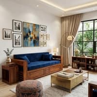 Dhuni Solid Wood Sofa cum bed  In Provincial Teak Finish