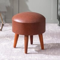 Brick Tan Faux Leather Ottoman