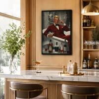 The Castle Decor Gentleman Red Suit Cocktail Wall Art Framed Painting 20x30 Inch