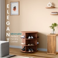 360° Rotating Shoe Rack 3-Tier in Brown – Compact Revolving Shoe Storage Rack