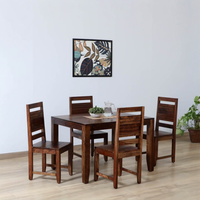 Anitz Solid Wood 4 Seater Dining Set With 4 Chairs in Provincial Teak Finish