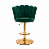 Doe Buck Luxury Green Velvet Adjustable Bar Stool Chair with Gold Hydraulic Base