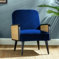 Haden Solid Wood Accent Chair in Navy Blue Colour