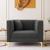 Texude Velvet 1 Seater Sofa in Dark Grey Colour