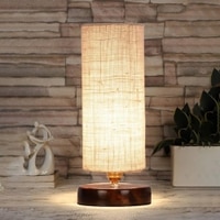Urie White Jute table lamp with brown wood base