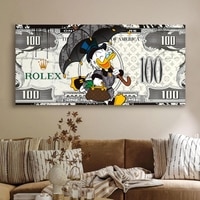 Dark Street Art Money Theme Canvas Wall Painting Home Decor 22x46 Inch