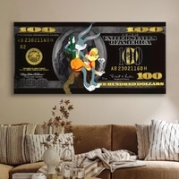 Urban Street Art Money Theme Canvas Wall Painting Home Decor 22x46 Inch