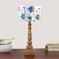 Devansh Multicolor Cotton Table Lamp With  Wood Natural Base (7X7X21.25 Inches)-15