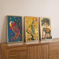 The Castle Decor Madhuban Pichwai Peacock Vastu Wall Art 9x17 Inch