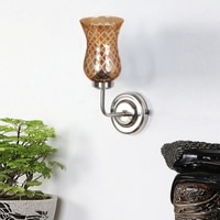 Devansh Steel Electric Wall Light in Steel Colour with Lavender Shade Count of 1 Light