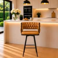 Doe Buck Presley Braided Faux Leather Bar Stool in Tan Colour