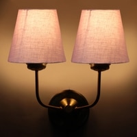 Devansh Metal Electric Wall Light in Gold Colour with Orange Shade Count of 2 Lights