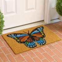 Luxe Home 100% Natural Coir Doormat Butterfly Print Design (71x45 cm)