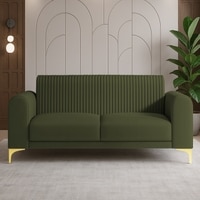 Veniza Velvet 2 Seater Sofa In Olive Green Colour