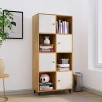 Hexa Engineered Wood Bookshelf Multipurpose Storage Rack in Giant Wood and Frosty White
