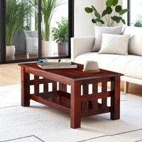 Blairs Sheesham Wood Accent Rectangle Coffee Table In Honey Finish