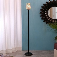 Caleb Black Glass Shade Floor Lamp