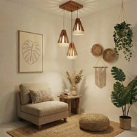 Flue Brown Solid Wood Cluster Hanging Light