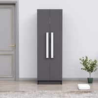 Hexa Red Wooden 2 Door Wardrobe with 4 Shelves in Slate Grey Colour