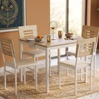 Holven 4 Seater Sqaure Dining Table Set with Chair European oak & white