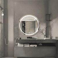 Round LED Mirror with Gold Aluminium Frame Modern Circular Vanity Mirror