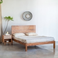 Bunka Solid Wood King Non Storage Bed in Brown Colour