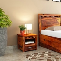 Prashiv Solid Wood Bedside Table in Honey Finish