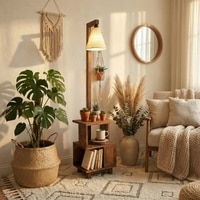 Henry Beige Jute Floor Lamp with Beige Jute Base
