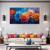 The Castle Decor Flower Wall Painting Wooden Framed 27x48 Inch (Style 2)