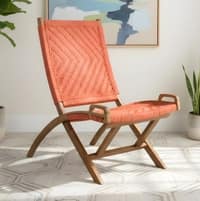 NatWest Sheesham Wood Vintage Balcony Chair in Orange Rope Canning