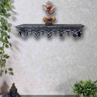 Viviani Grey Colour Solid Wood Handcarved Floating Wall shelf