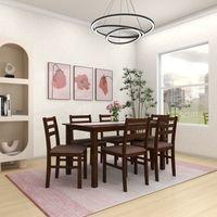 Seattle Starter Dining Set 1+6 (Rubberwood, Dark Cappuccino Finish)