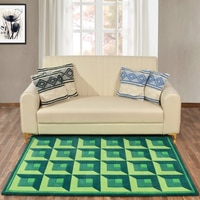 Presto Green Geometric Hand Tufted Wool Carpet 6X9 Feet
