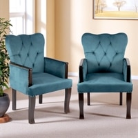 Arista Sheesham Wood Accent Chair Set of 2 in Turquoise