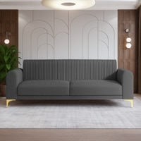 Veniza Velvet 3 Seater Sofa In Dark Grey Colour