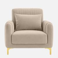 Monly Velvet 1 Seater Sofa Cream Color